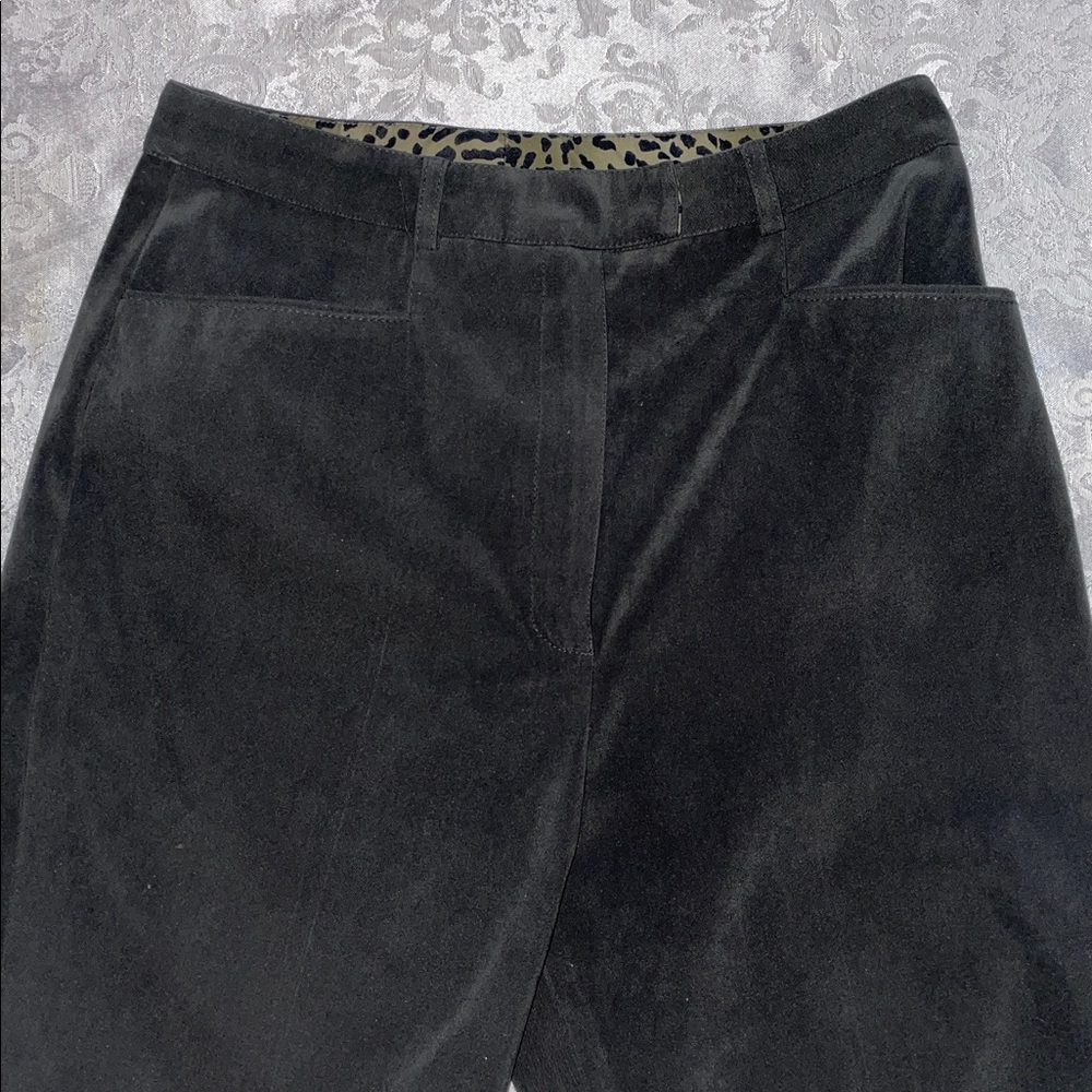 Renfrew Hunter green Satin Pants with Leopard Trim. Size 4. - Picture 4 of 4